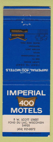 Matchbook Cover - Imperial 400 Motel Fond Du Lac WI