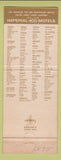 Matchbook Cover - Imperial 400 Motel Fond Du Lac WI