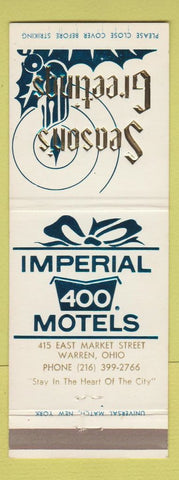 Matchbook Cover - Imperial 400 Motel Warren OH Christmas