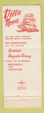 Matchbook Cover - Villa Nova Newport Beach CA Italian