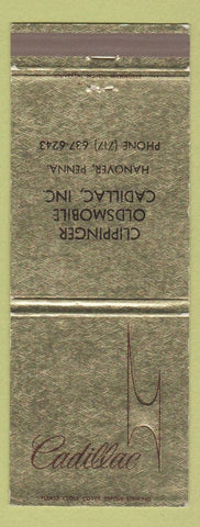 Matchbook Cover - Clippinger Oldsmobile Cadillac Hanover PA