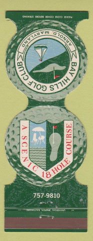 Matchbook Cover - Bay Hills Golf Club Arnold MD