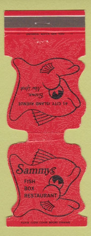 Matchbook Cover - Sammys Fish Box Restaurant Bronx NY