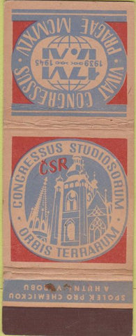 Matchbook Cover - Pragae Praugue? Vivat Congressus Studiosorium