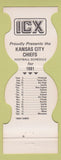 Matchbook Cover - Kansas City Chiefs Football 1981 ICX