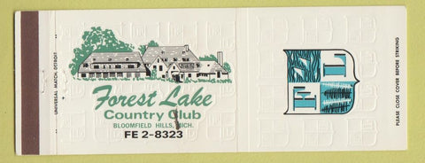 Matchbook Cover - Forest Lake Country Club Bloomfield Hills MI WEAR