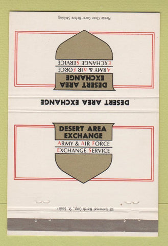 Matchbook Cover - Desert Area Exchange Army Air Force Service #1 40 Strike
