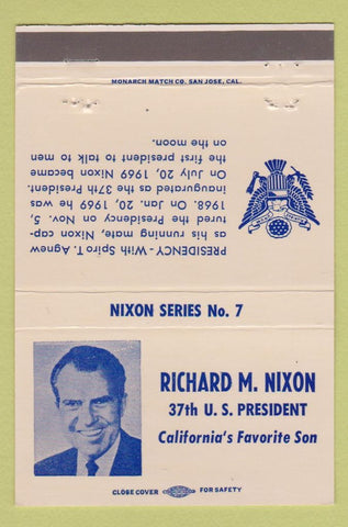 Matchbook Cover - Richard Nixon President RMS #7 40 Strike