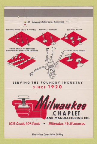Matchbook Cover - Milwaukee Chaplet WI 40 Strike
