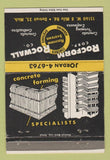 Matchbook Cover - Rocform Rocwall Concrete Forming Detroit MI 40 Strike