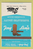 Matchbook Cover - Tony Lama Boots Lake Stevens WA WEAR 40 Strike