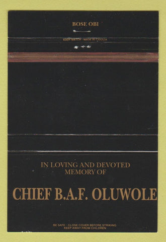 Matchbook Cover - Chief BAF Oluwole 40 Strike