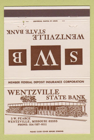 Matchbook Cover - Wentzville State Bank MO 40 Strike