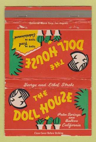 Matchbook Cover - The Doll Hosue Palm Springs Balboa CA 40 Strike