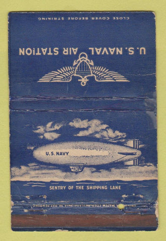 Matchbook Cover - US Naval Air Station Blimp WORN 40 Strike