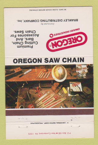 Matchbook Cover - Oregon Chain Saw Brawley New Cumberland PA 40 Strike