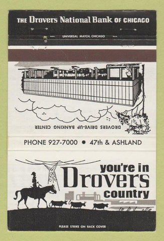 Matchbook Cover - Drovers National Bank Chicago IL 40 Strike