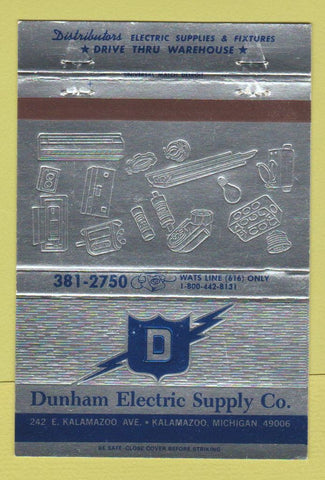 Matchbook Cover - Dunham Electric Supply Kalamazoo MI 40 Strike