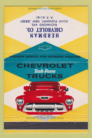 Matchbook Cover - Chevrolet Trucks Herdman Point Pleasant NJ 40 Strike