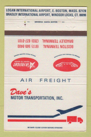Matchbook Cover - Dave's Motor Transportation trucking Boston MA 40 Strike
