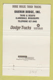 Matchbook Cover - Dodge Trucks Oakman Clarksdale MS 40 Strike