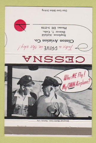 Matchbook Cover - Cessna Airplanes Clinton Aviation Denver Colorado 40 Strike