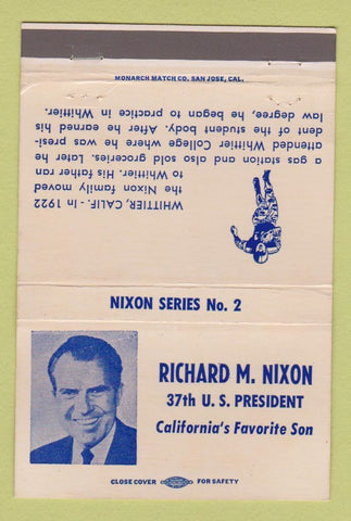 Matchbook Cover - Richard Nixon President RMS #2 football 40 Strike