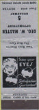 Matchbook Cover - Masten Optometrist Denver CO girlie glasses