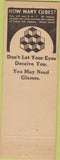 Matchbook Cover - Masten Optometrist Denver CO girlie glasses