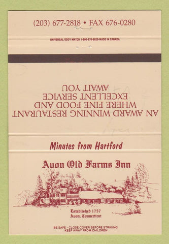 Matchbook Cover - Avon Old Farms Inn CT WRITING #1 40 Strike
