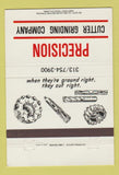 Matchbook Cover - Precision Cutter Grinding  40 Strike