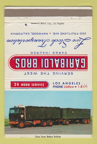 Matchbook Cover - Garibaldi Bros Trucking Maywood CA 40 Strike