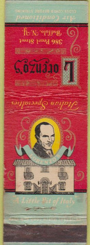 Matchbook Cover - Lorenzo's Buffalo NY Italian food WEAR Spider Web bar