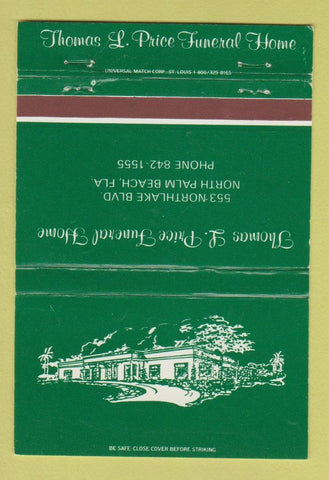 Matchbook Cover - Thomas Price Funeral Home North Palm Beach FL 40 Strike