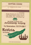 Matchbook Cover - Felfela Restaurant Egyptian Beverly Hills CA 40 Strike
