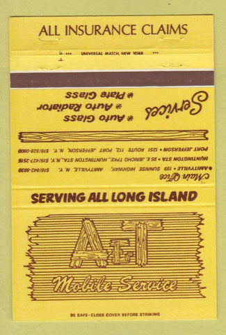 Matchbook Cover - A&T Mobile Service Insurance Amityville NY 40 Strike