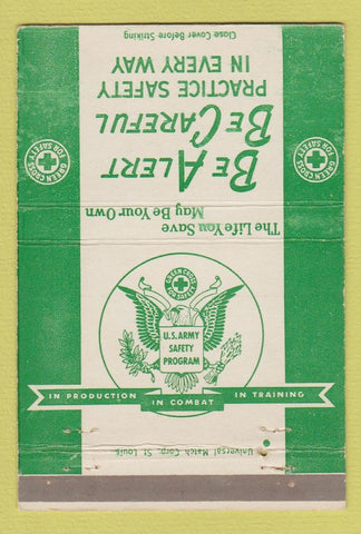 Matchbook Cover - US Army Safety Program Green Cross 40 Strike