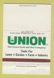 Matchbook Cover - Union Fork and Hoe Columbus OH lawn garden tool WEAR 40 Strike