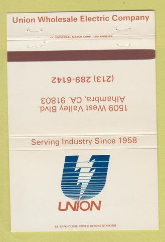 Matchbook Cover - Union Wholesale Electric Alhambra CA 40 Strike
