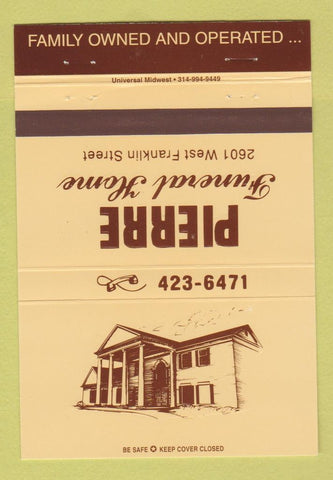 Matchbook Cover - Pierre Funeral Home  40 Strike
