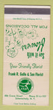Matchbook Cover - Frank Gallo Flowers Schenectady NY 30 Strike