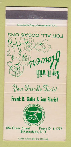 Matchbook Cover - Frank Gallo Flowers Schenectady NY 30 Strike