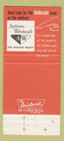 Matchbook Cover - Andersen Windows Kryske Bros Lumber Waltz MI 30 Strike