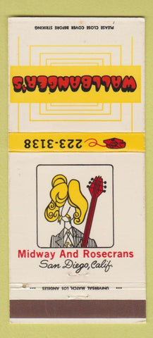 Matchbook Cover - Wallbanger's San Diego CA 30 Strike