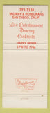 Matchbook Cover - Wallbanger's San Diego CA 30 Strike