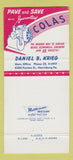 Matchbook Cover - Daniel King Harrisburg PA Paving 30 Strike