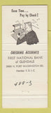 Matchbook Cover - First National Bank Glendale Milwaukee WI 30 Strike