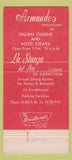 Matchbook Cover - Armando's Restaurant Chicago IL 30 Strike