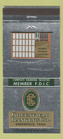 Matchbook Cover - Greenfield Banking Company TN 30 Strike