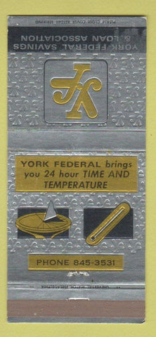 Matchbook Cover - York Federal Savings PA WEAR 30 Strike